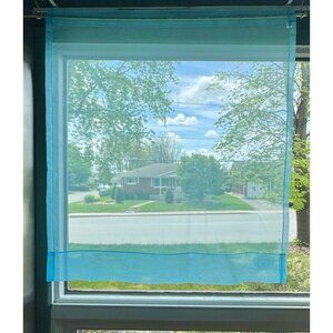 Vintage 60s sheer curtain, Robin Egg blue, single panel